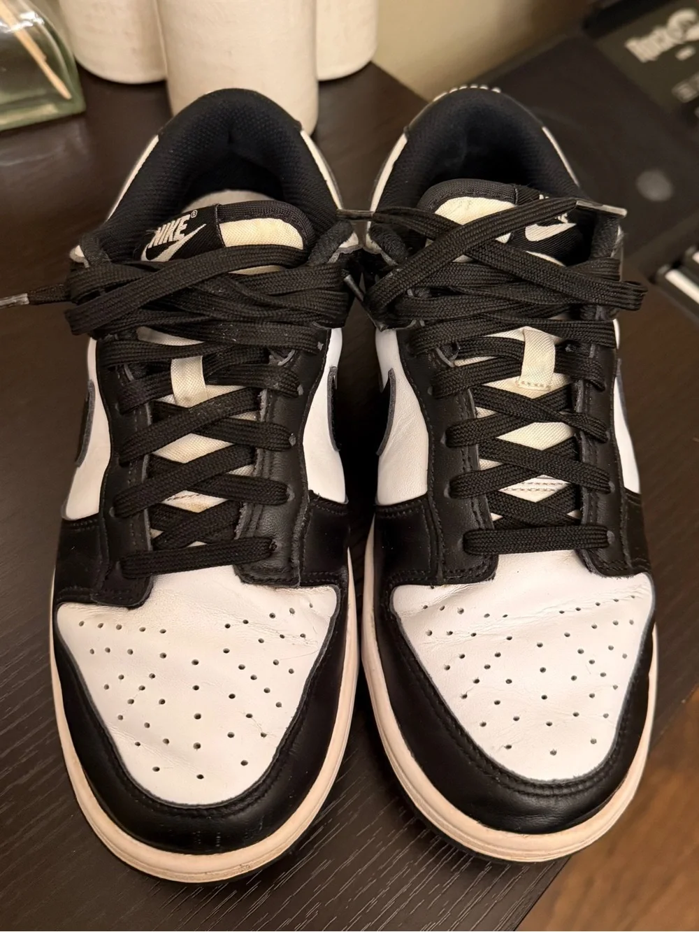 Nike Black White Panda Dunks Low Court Sneakers Mens 7.5